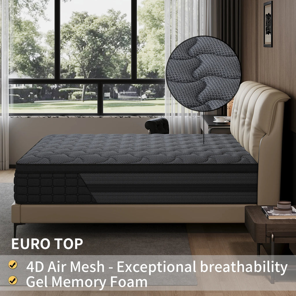 Queen King Mattress 12 Inch 14 Inch Twin Full Superior Firm Hybrid Mattress In A Box - Euro Top Luxury Mattress-Gel Memory Foam And Innerspring Hybrid Mattress For Motion Isolation, Edge Support