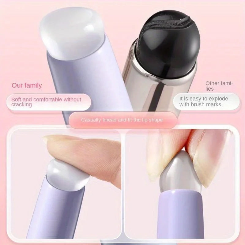 Silicone Lip Brushe With Abs Plastic Handle, Portable Lipstick & Lip Balm Applicator With Cap,Perfect Blending & Smudge Cover