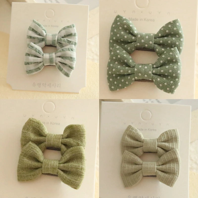 AITOUSHI Girls' Cotton Bow Hair Clips - Handmade Classical Headwear
