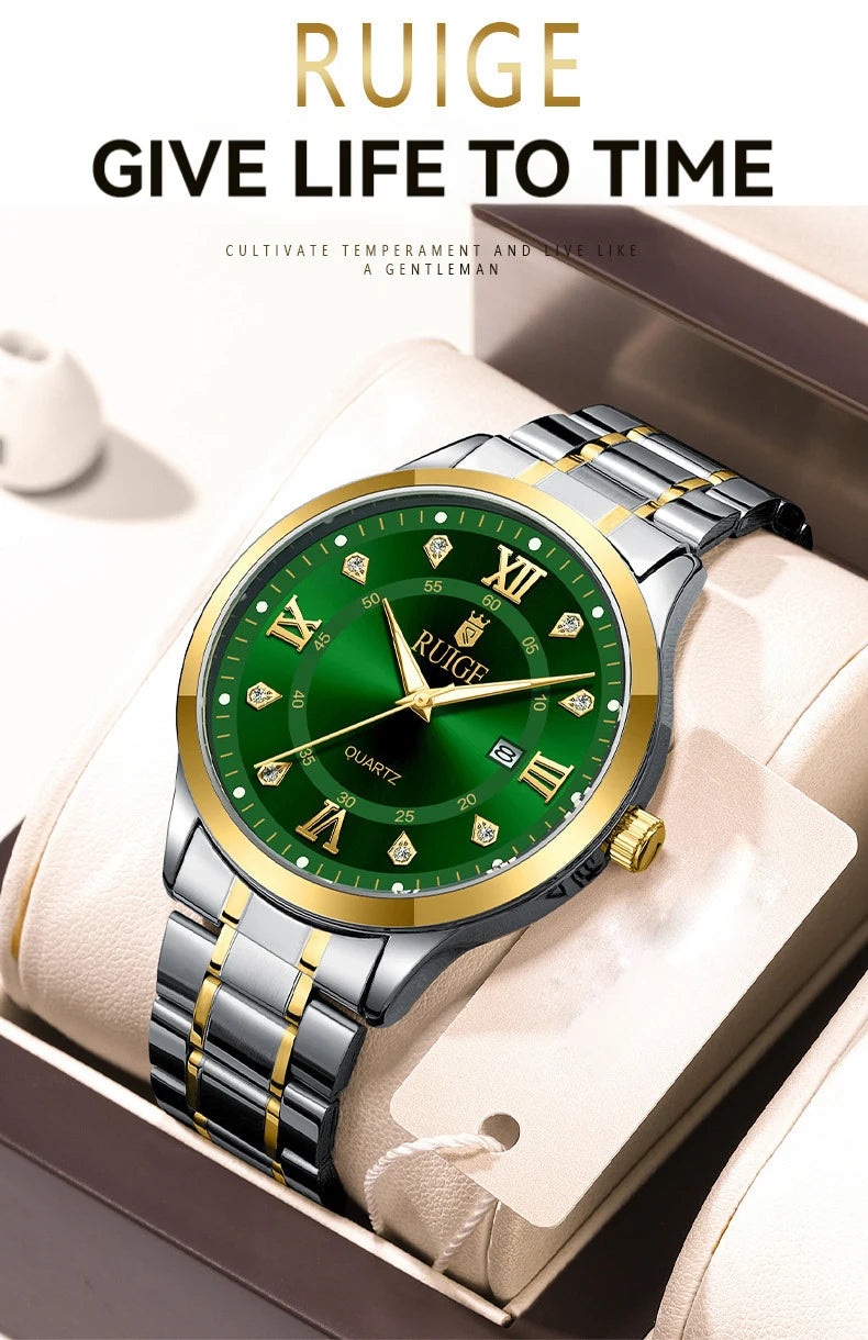 RUIGE Fashion Men's Watch Roman Scale Minimalist Men's Famous Watch Night Glow Waterproof Trendy Watch