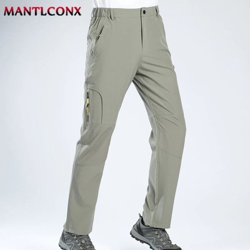 Thin Summer Stretch Pants with Zipper Pockets Quick Dry Hiking Camping Trousers Men Gym Fitness Jogging Running Sports Pants Men