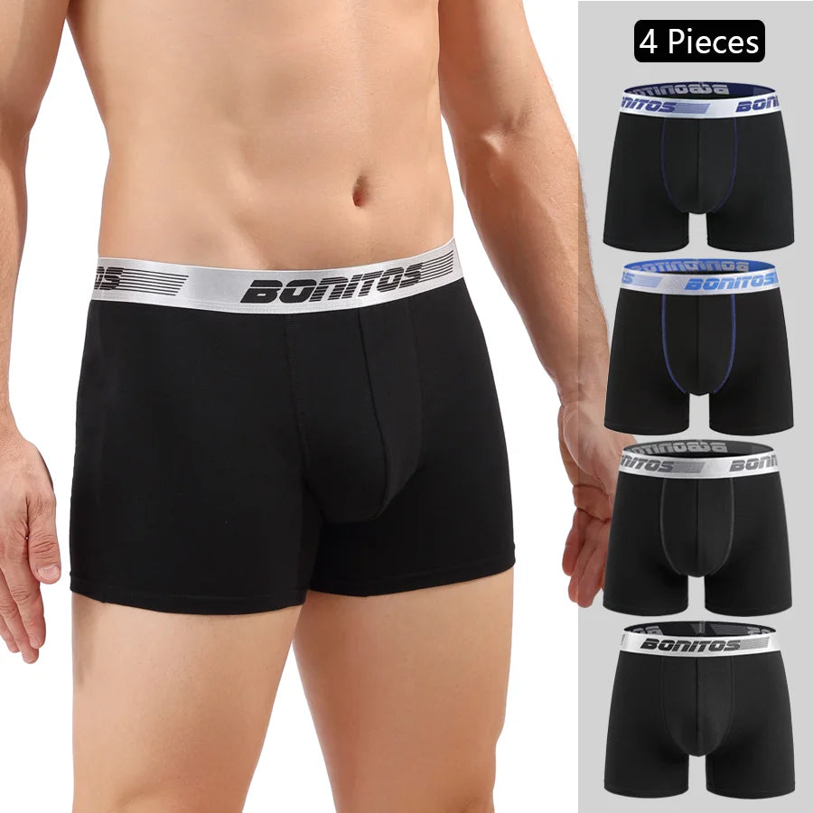 Men's Cotton Boxer Shorts 4-Pack – Soft Breathable Everyday Comfort Underwear