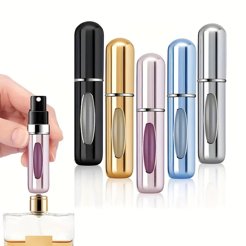 5 5ml Refillable Perfume Bottles, Mini Perfume Spray Bottles, Refillable Perfume Spray Scent Pump Containers, Portable Empty Perfume Spray Bottles Suitable for Women and Men for Travel