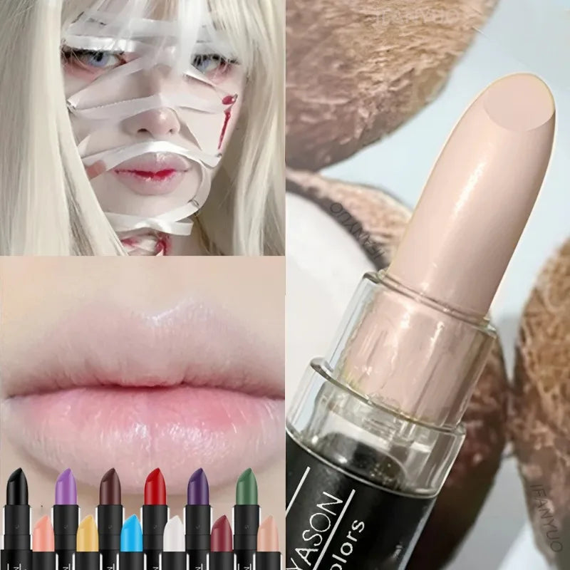 12 Colors Nude Lipstick Matte Velvety Vampire Makeup Punk Black Lip Gloss Smooth Waterproof Lasting Durable Dark Paint Cosmetics