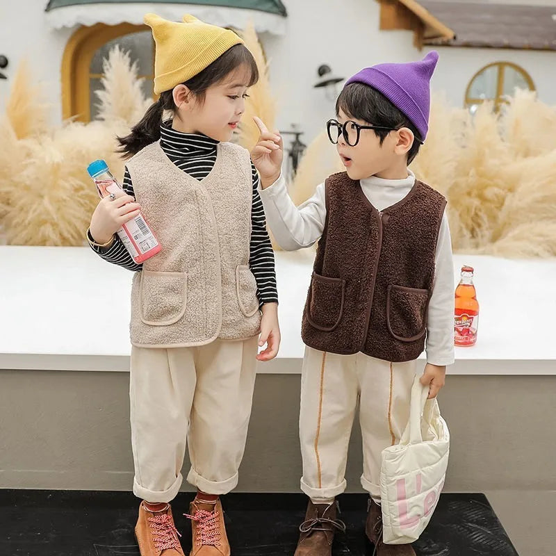 Baby Girl Boys Waistcoat Fleece Soft Warm Vest Autumn Winter Sleeveless Jacket for Children Boy Outerwear Toddler Coat Clothes