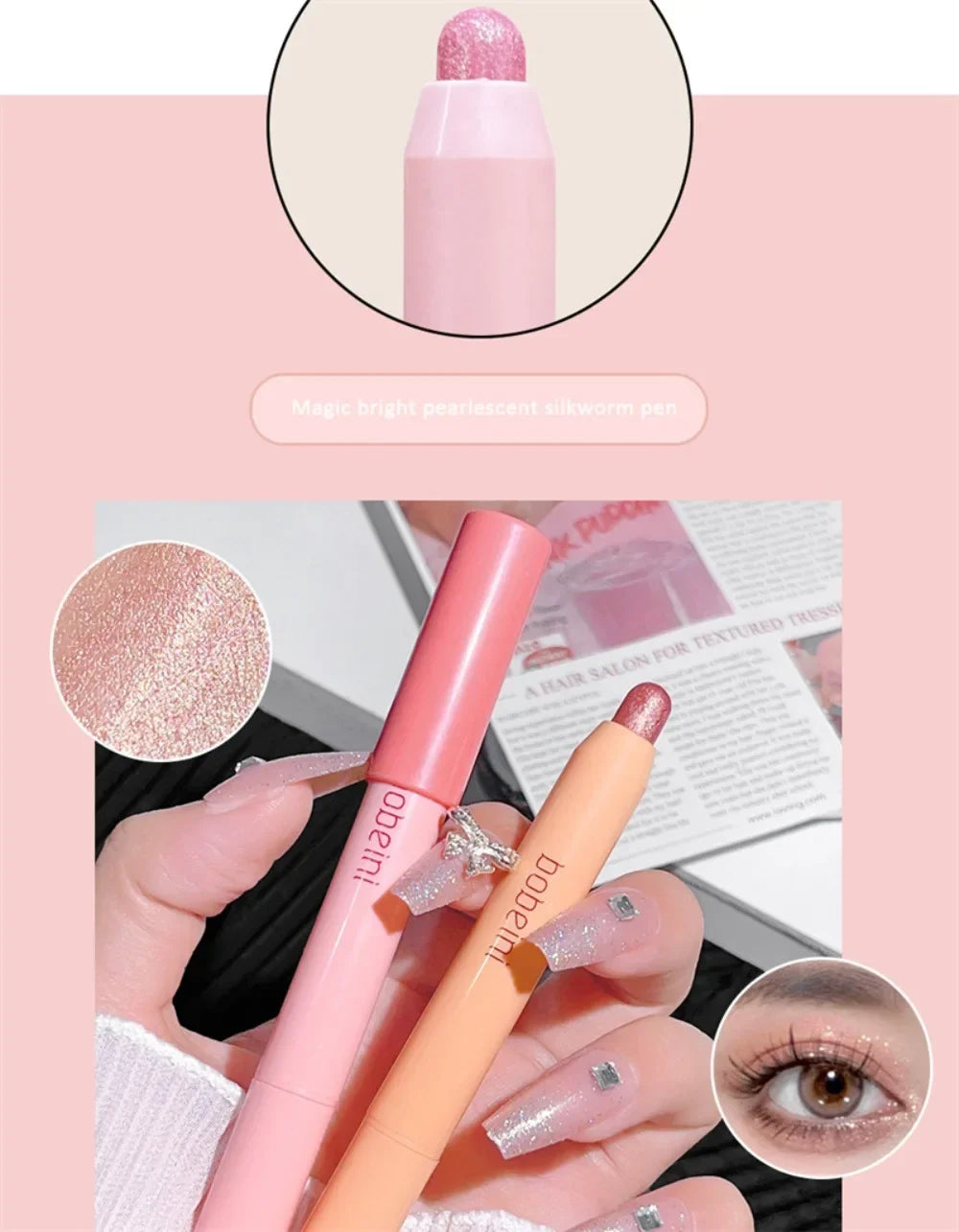 Pearlescent Eyeshadow Stick Pencil Glitter Eyeshadow Waterproof Shimmer Silkworm Liner Pen High-gloss Cosmetics Beauty Makeup