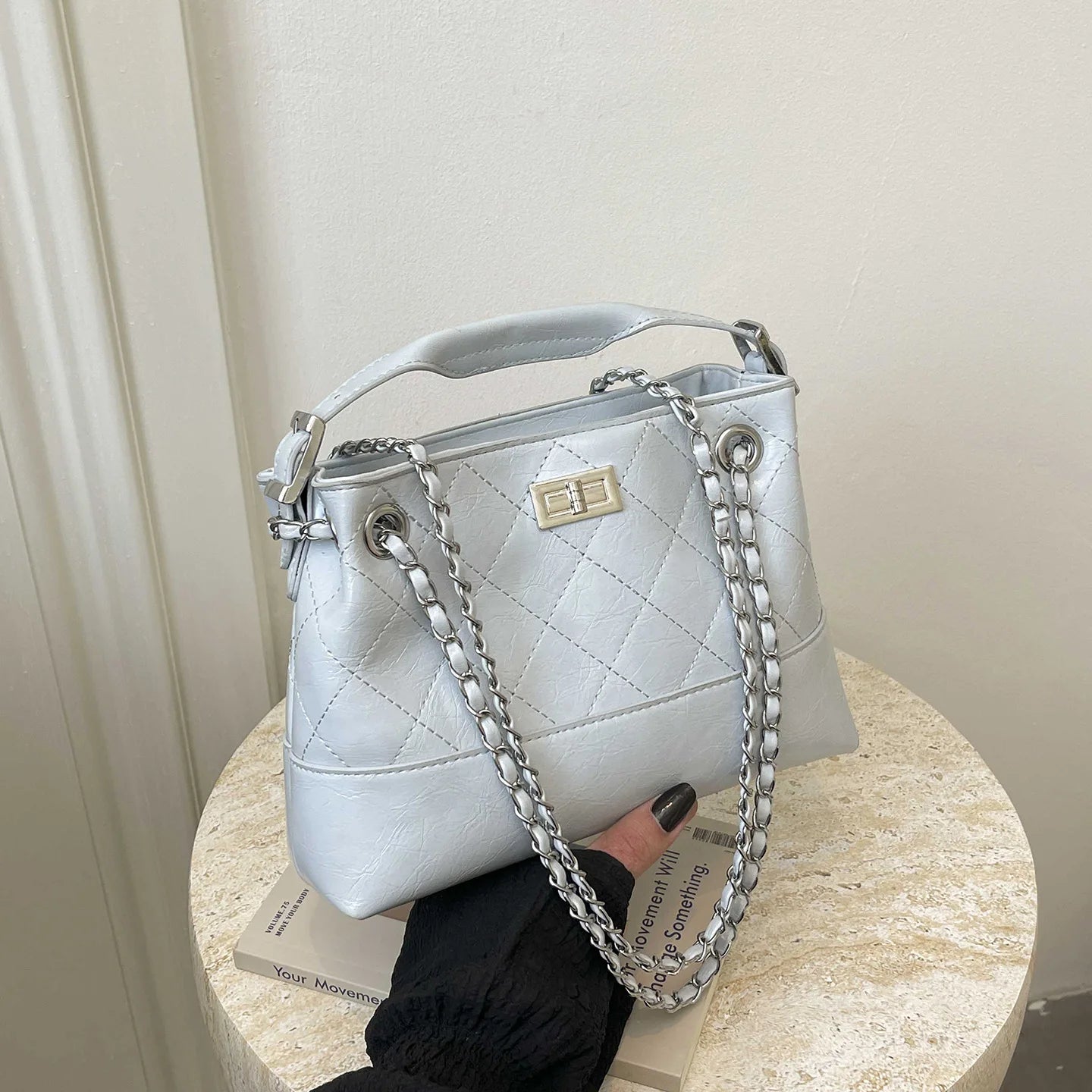 Korean Style Casual Women's Large Capacity Simple Tote Bag Fashion Trendy Underarm Leisure Handbag Daily Match PU Material