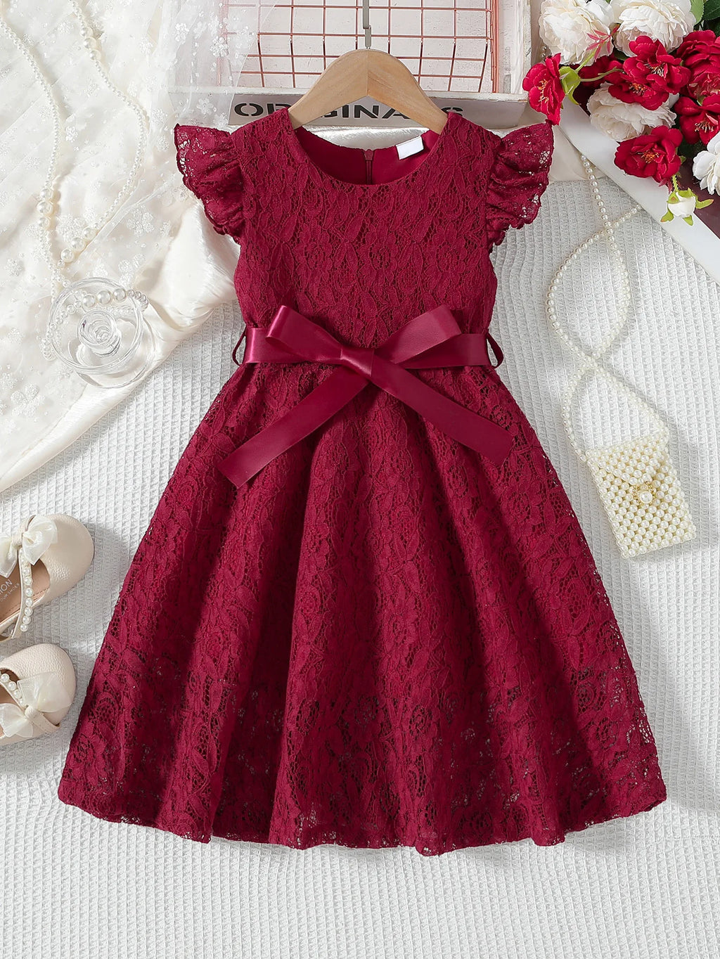Girls Lace Dress Summer Princess Dresses for Kids Candy Color Teenager Wedding Performance Costume Baby Clothing 1-10T