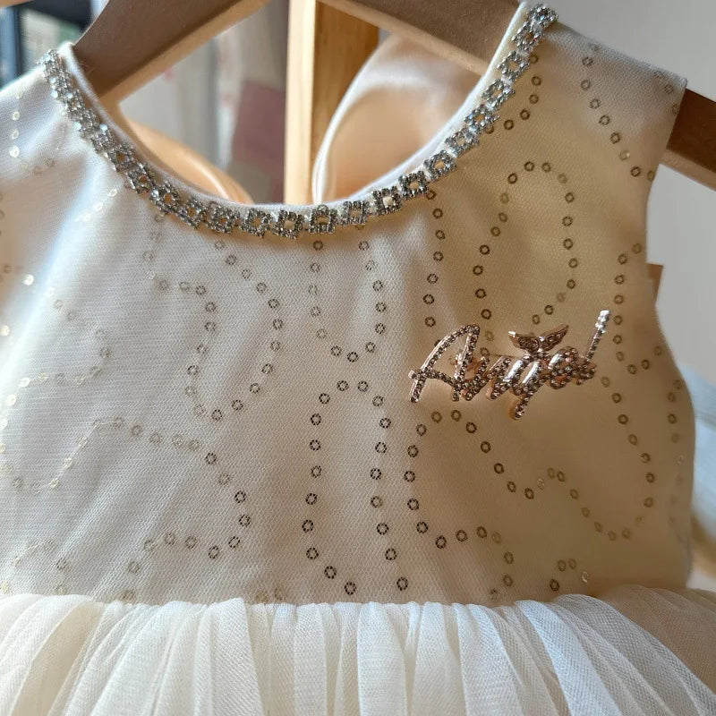 Baby Girls Sequin Tutu Dress for Kids Ruffles Layered Cake Birthday Party Gown Children Fashion Wear Sleeveless Formal Wear