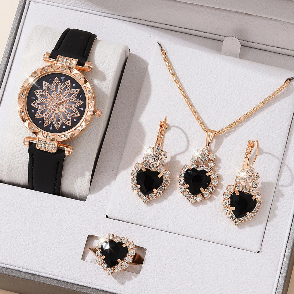 Watches Sets Gifts For Women'S Crystal Bling Wristwatch Jewelry Kit For Mom Wife Girlfriend
