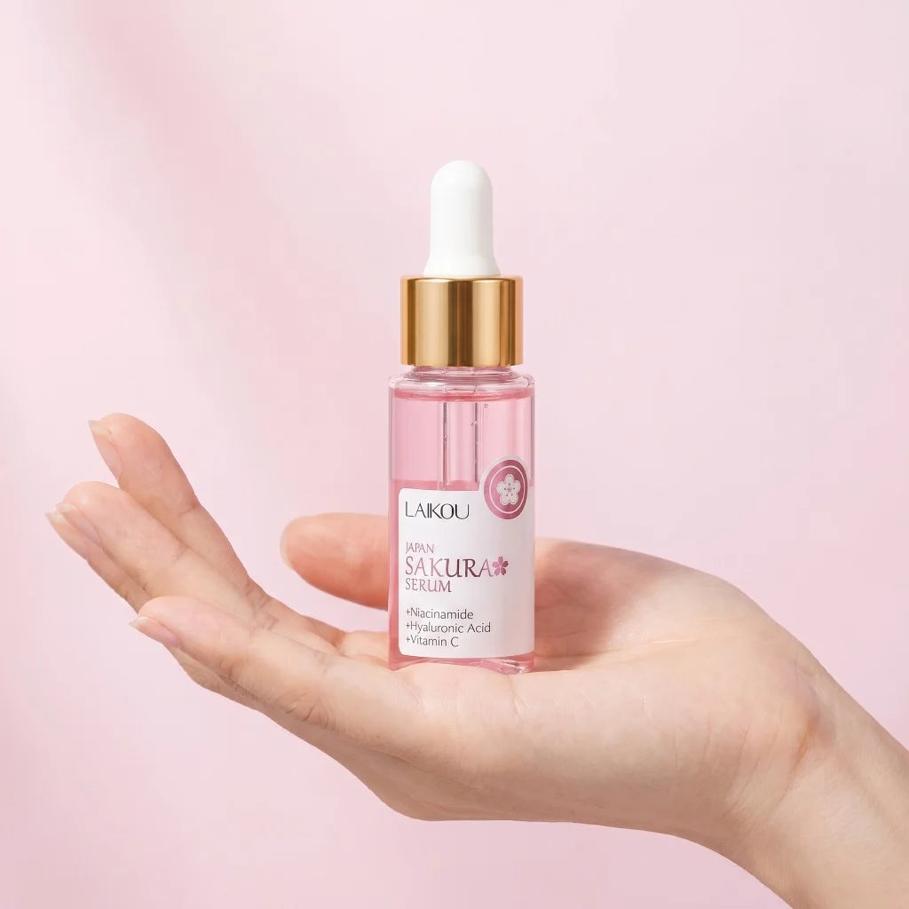 Sakura Serum Niacinamide Hyaluronic Acid Vitamin C Brightening Hydrating Moisturizing Glow Boost Daily Facial Skin Care Essence