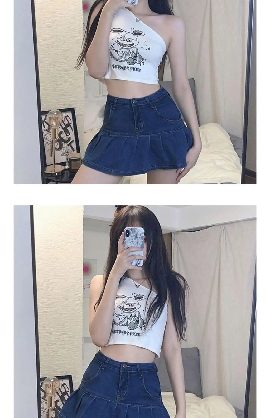 Summer Women Y2k High Waist Mini Skirts Girls Korean A Line Denim Pleated Dress Female Fashion Punk Blue Harajuku Jeans Skirts