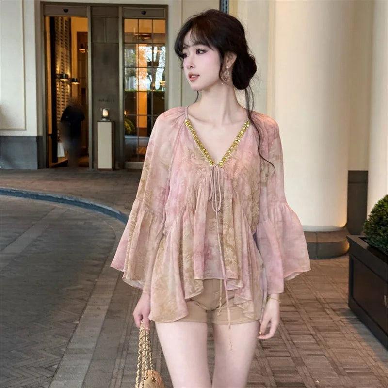 2025 New Gentle to The Bone Soft and Boneless With a Koreanst Style Heiress's Early Morning Breeze and Cool Fairy Aura Top Women
