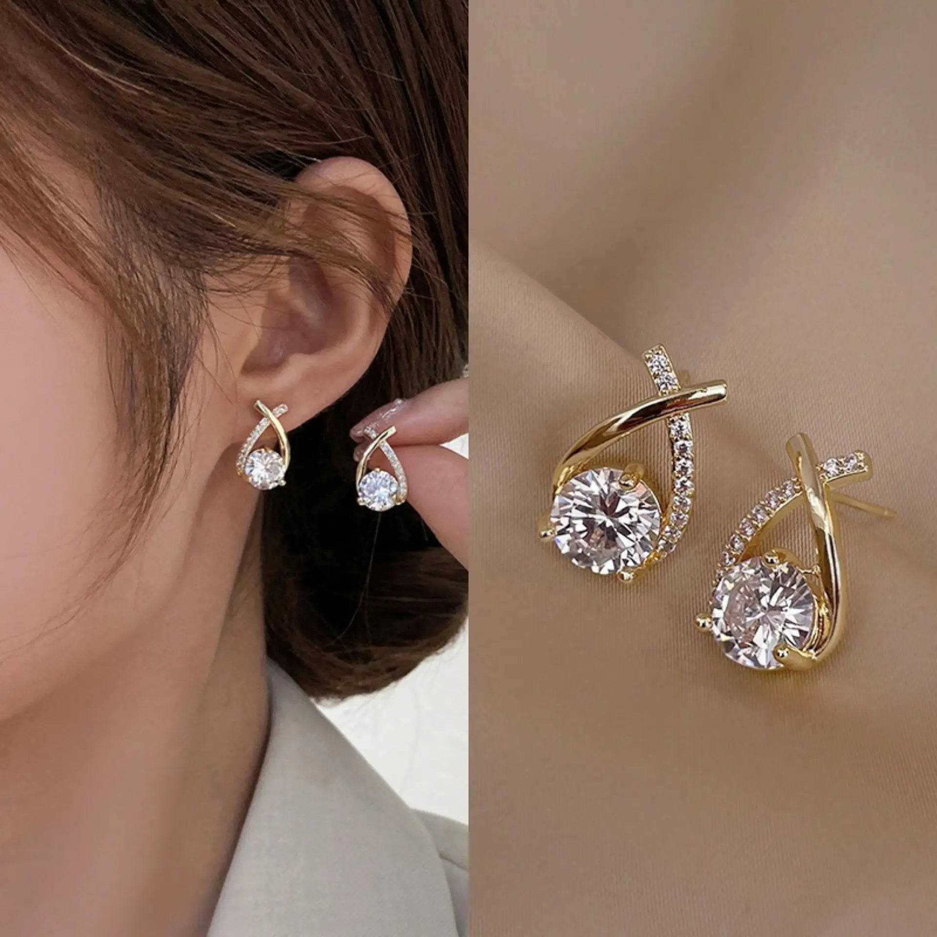 Korean Fashion Zircon Drop Earrings For Women'S Jewelry 2026 Trending New Luxury Women'S'S Geometric Hoop Earrings Pendientes Gifts