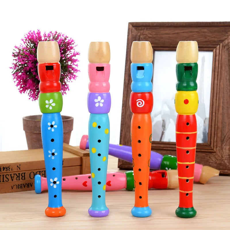 1 Pc Small Wooden Colorful Piccolo Flute for Kids Learning Rhythm Musical Instrument Early Education Music Sound Toys for Kids