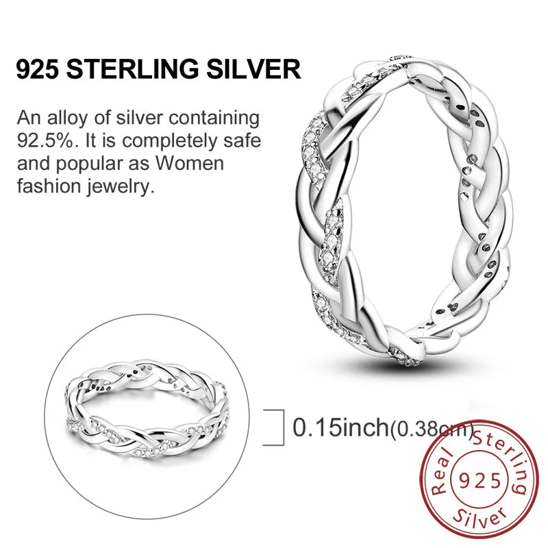 Rings Original 925 Sterling Silver Rings Bow Heart Sun Moon Star Zircon Rings For Women'S Jewelry Birthday Anniversary Gifts