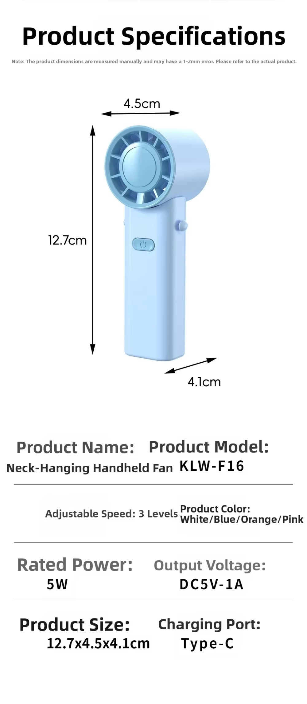 Mini Portable Neck Fan Foldable USB Rechargeable Handheld Fan Hands-Free Cooling for Travel Outdoor Summer