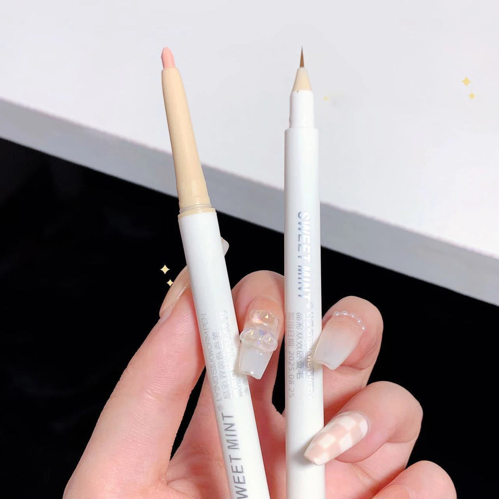 2 In 1 Liquid Eye Liner Shadow Pen Ultra Glitter Eyeliner Pencil Lasting Korean Eyes Makeup High Gloss Pigment Silkworm Gel Pen