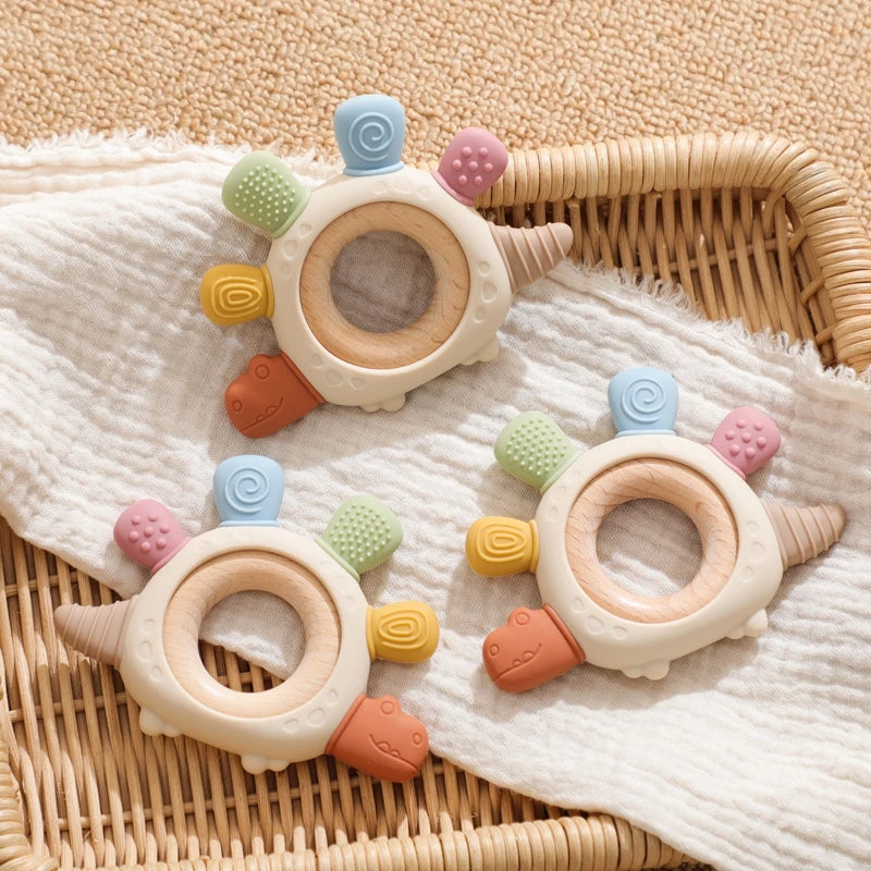 BPA-Free Baby Dinosaur Silicone Teether Sensory Toy Easy to Grip Infant Care Food Grade Baby Toy Newborn Gift Babies Accessory