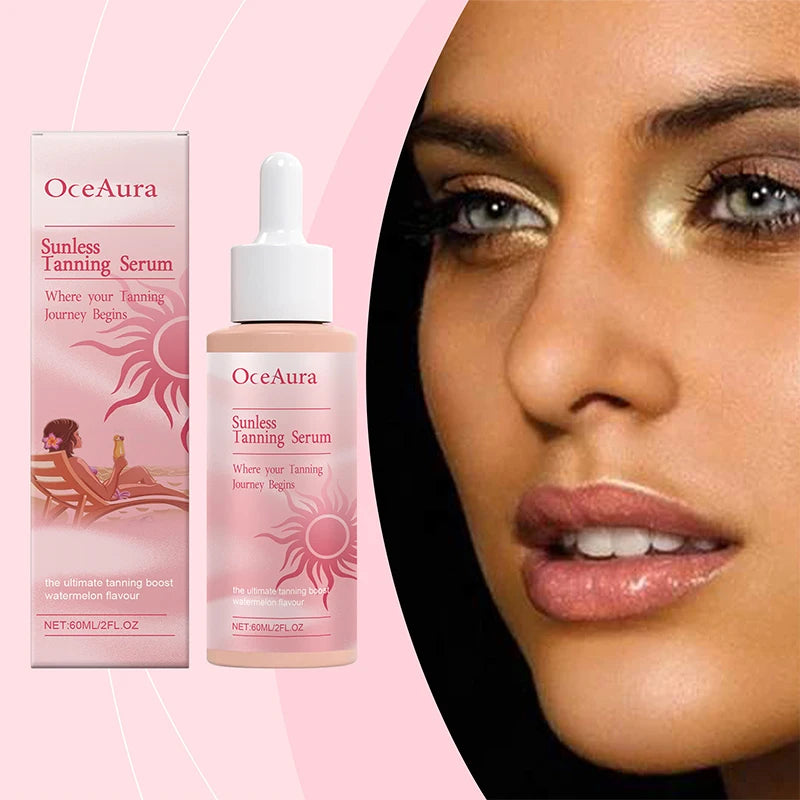 Self Tanning Drops Natural Herbal Enhance Skin Melanin Liquid Bronzer Tanner Body Face Prevent Sunburn Sunless Tanning Products