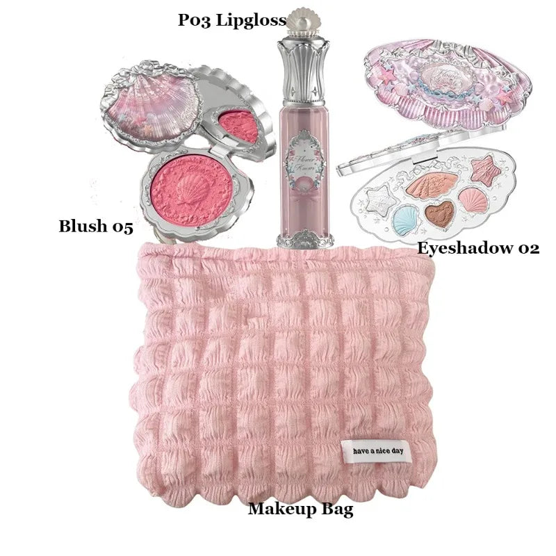 Flower Knows Strawberry Rococo Series Makeup Set Glitter Matte Eyeshadow Palette Blusher Power Velvet Lipstick Kit Perfume Set