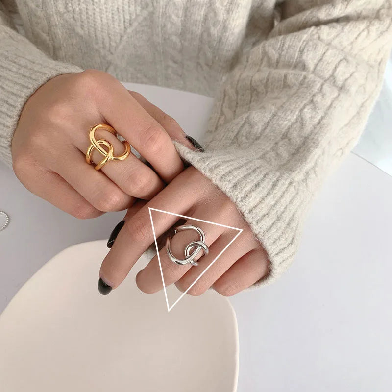 Panjbj 925 Sterling Silver Lines Ring For Women'S Jewelry Finger Adjustable Open Vintage For Birthday Dropship