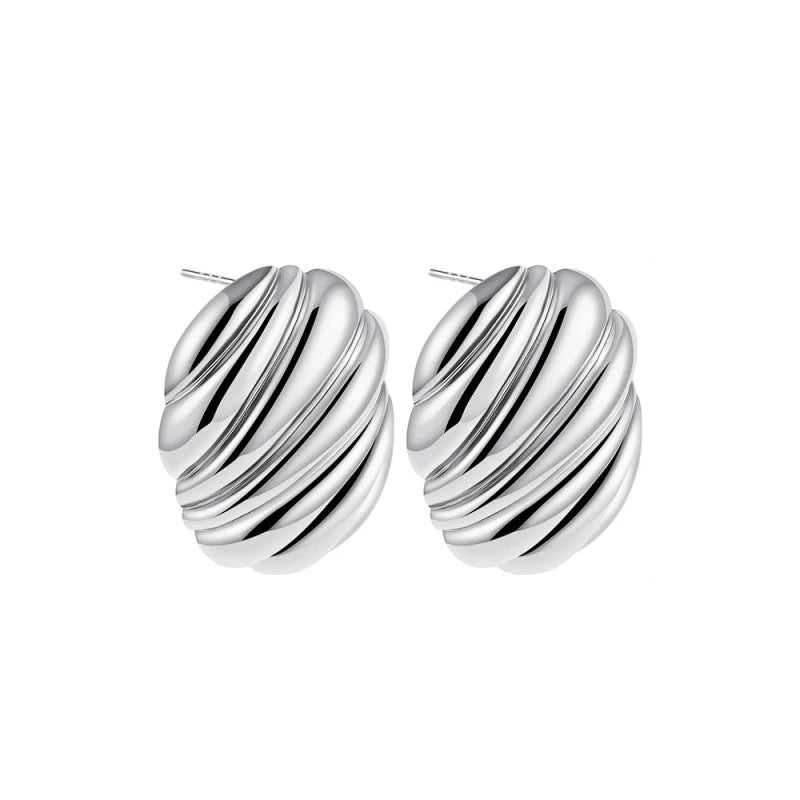 Trendy Stainless Steel Multilayer Circle Twist Knot Earrings For Women'S Texture Mixed Color Gold Plated Statement Earring Bijoux