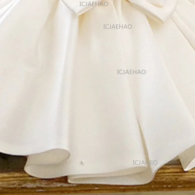Wedding Princess Tutu Dress Baby First Birthday Party Kids Competition Children Flower Girl White Formal Performance Costume