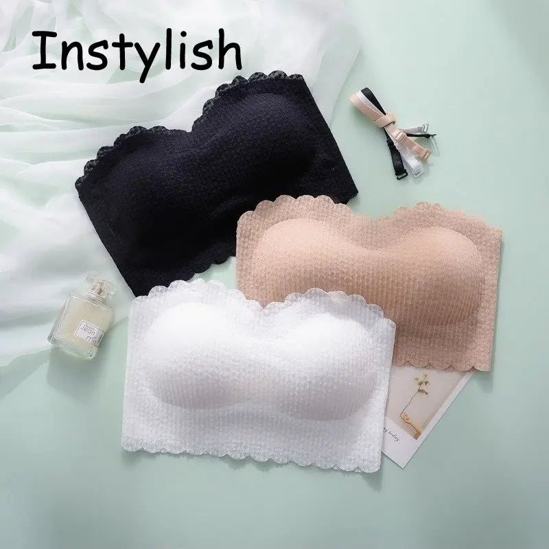 Sexy Invisible Bra Tube Tops Strapless Bras Seamless Bralette Wireless Wedding Brassiere Push Up Underwear Women'S Lingerie
