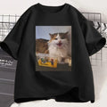 Cute Cat Lover T Shirt Men Women'S Tshirt Funny Graphic Tees Short Sleeve Round Neck T-Shirt Versatile Casual Balck White Goth Top