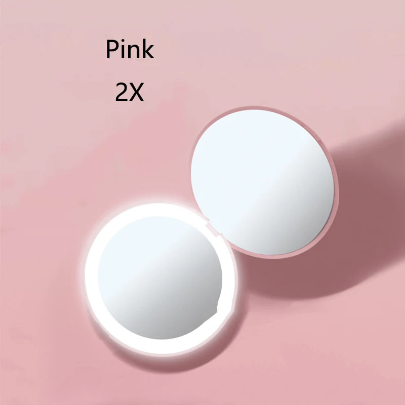 2-Face Portable LED Makeup Mirror, 2X/10X Magnifying, Foldable