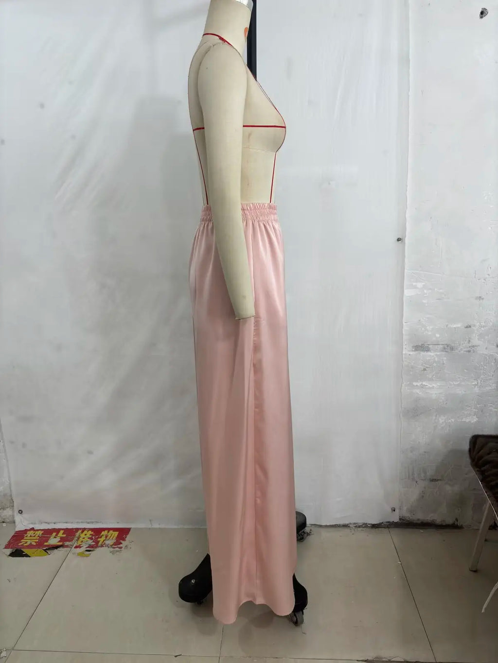 KONDALA Women's Wide Leg Pants - Casual Elastic Waist Trousers Pink
