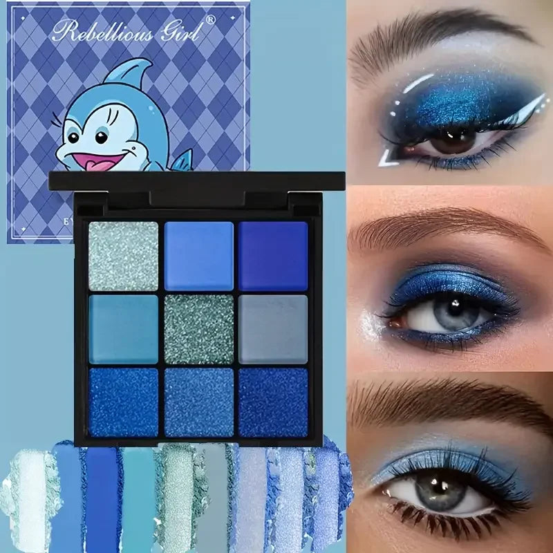 9 Color Blue Eyeshadow Palette Waterproof Sweatproof For Stage And Festival Performance