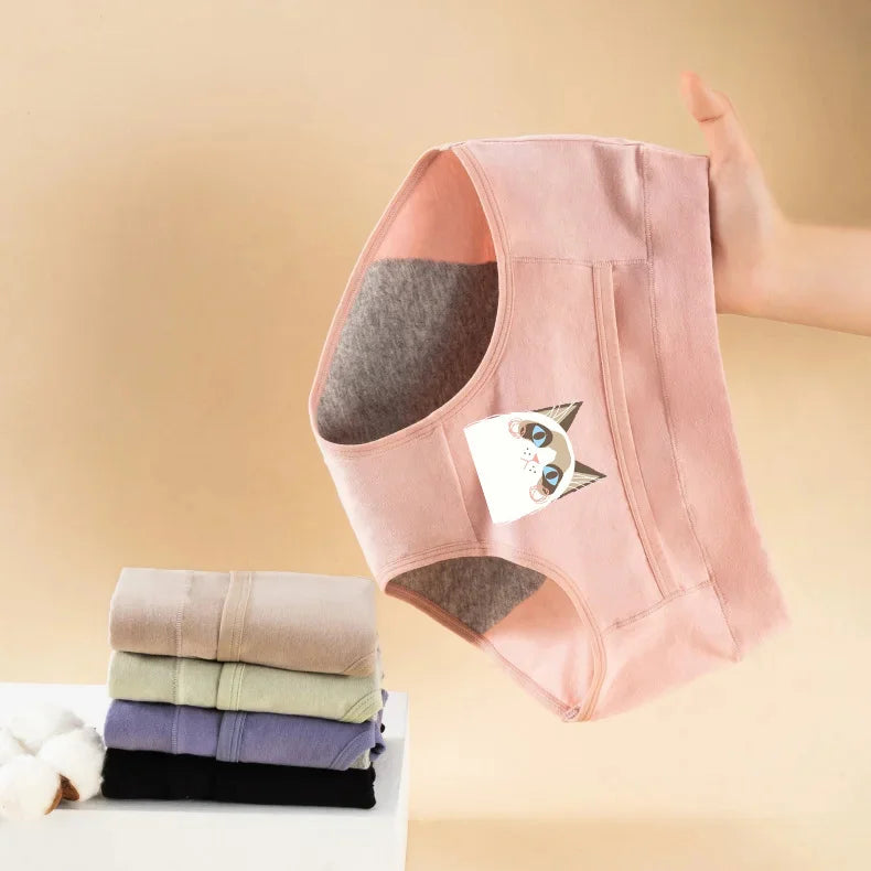 Cotton Menstrual Panties Leak Proof Breathable Cartoon cat Panties Woman Women Girls Physiological Pants Women's Intimates M-XL