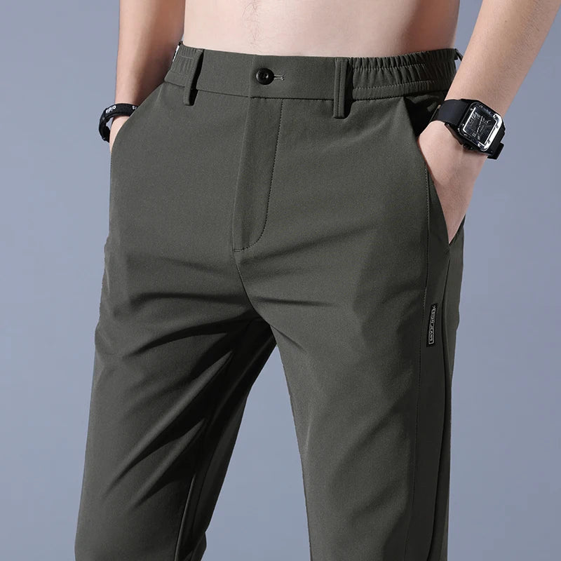 Mens Stretch Slim Pants Ultra Thin Breathable Lightweight Premium Golf Casual Trousers For Men