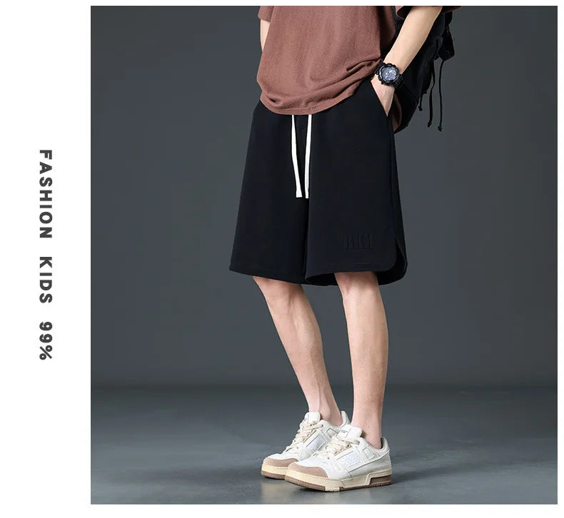 Loose Ice Silk Basketball Shorts Men's Summer Quick Dry Sport Mid-Pants American Breathable Casual Straight Loose Five-Quarter