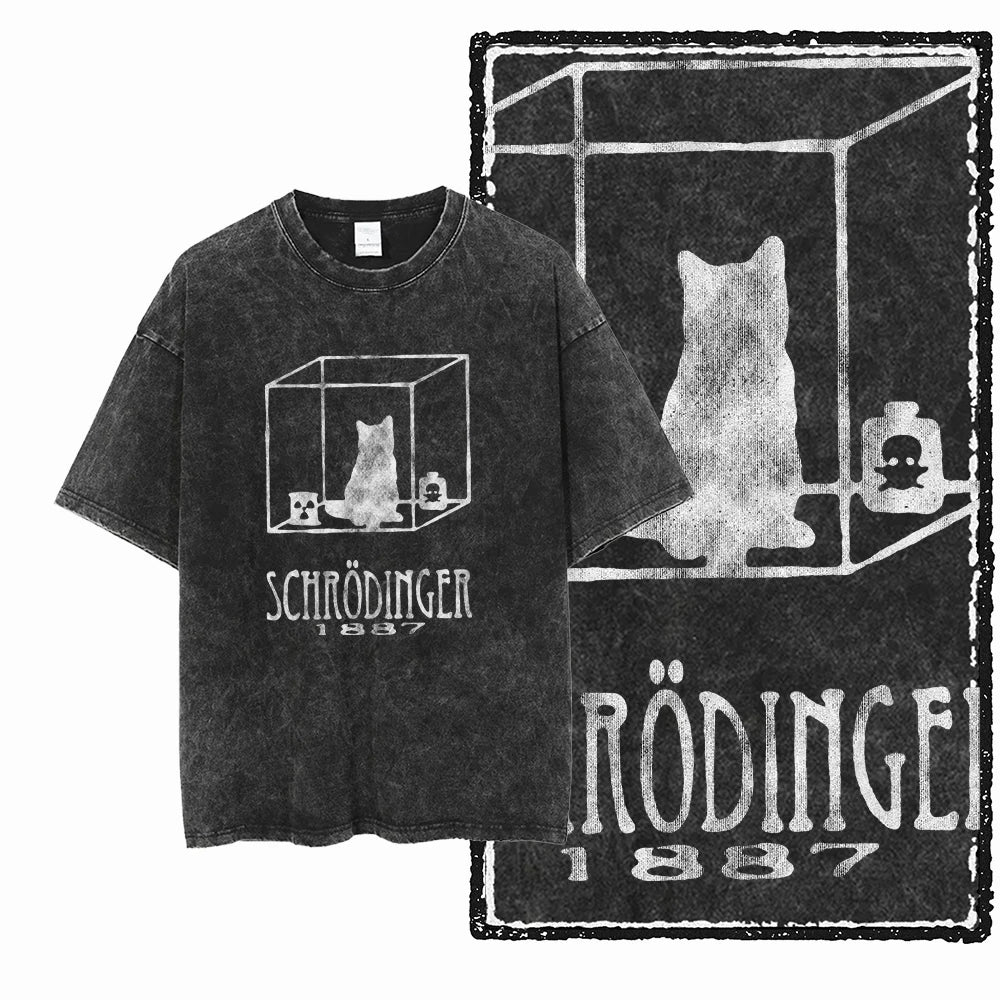 Coolmind Db Cat Printed Acid Washed Cotton T Shirt Unisex Exclusive Graphic Streetwear Tee For Men Big Size