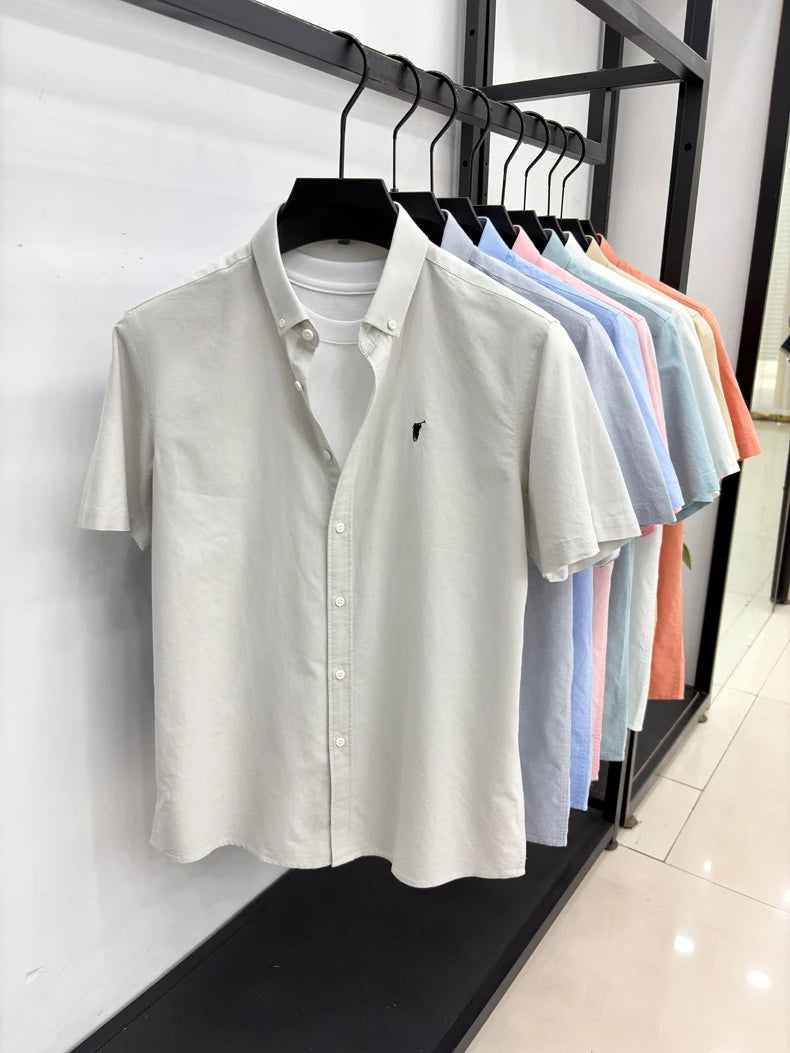 100% pure cotton short sleeve shirt summer new breathable men's T-shirt designer brand Paul Pony embroidery business casual top