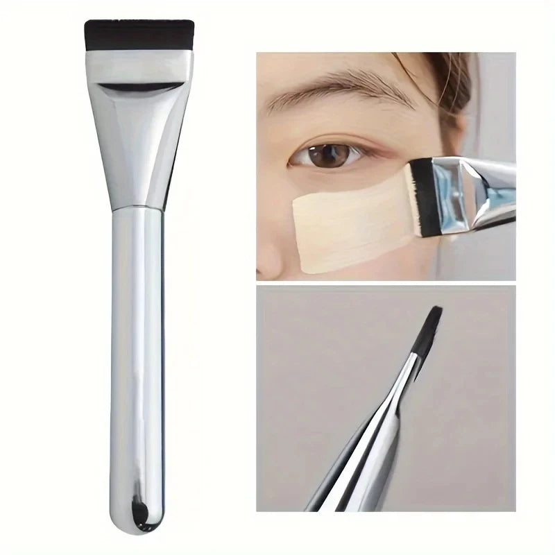2PcsMulti-Use Foundation Ultra-Fine, Hypoallergenic Nylon Bristle Oval Foundation Brush - Perfect for Face Contouring