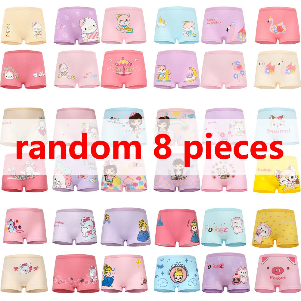 1/4/8/12 Pcs Children Girls Panties Sets Cotton Pretty Cute Cartoon Unicorn Print Child Underwear For Girl Kid Boxer Breathable