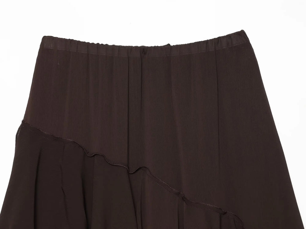 Women's Skirts Summer 2026 New Brown Ruffled Elastic Waist Skirts Women's Fashion Elegant Office Youth Summer Skirts Street