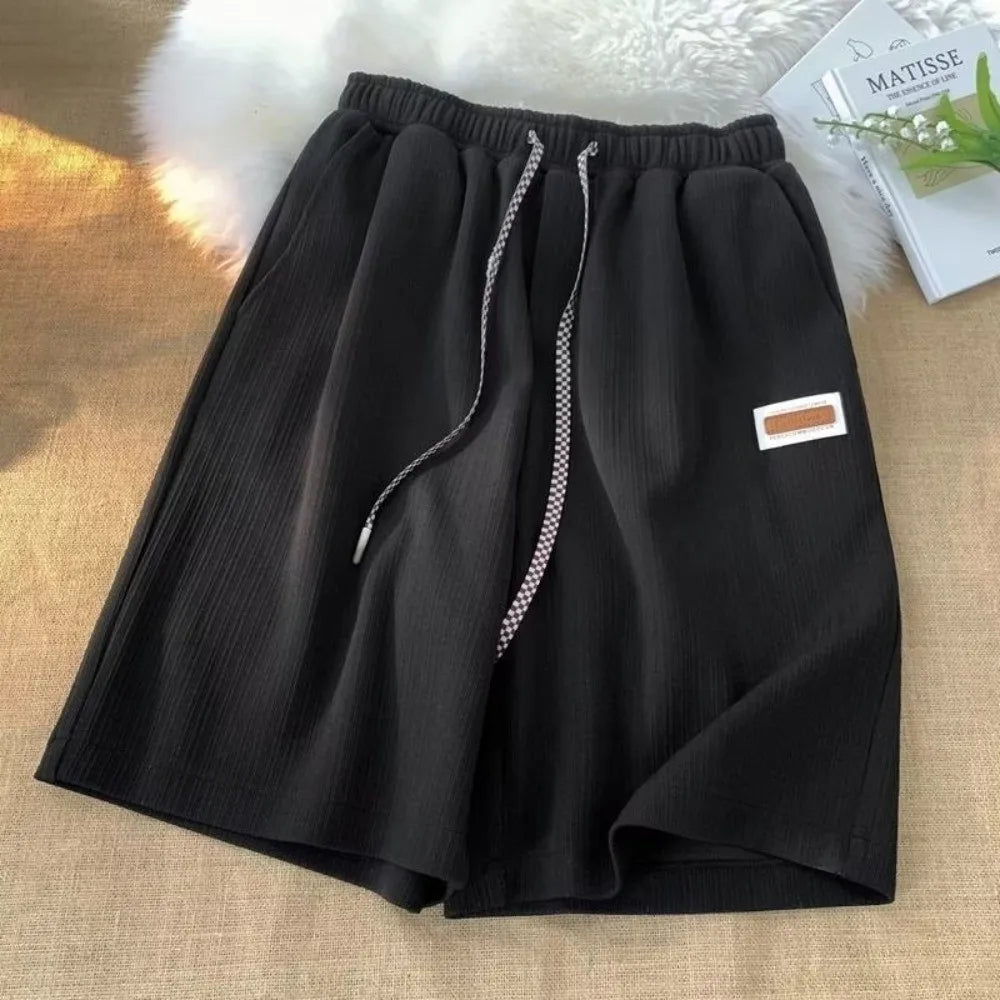 Trendy Thin Shorts for Men Elastic Waist Drawstring Summer Shorts Loose Breathable Running Shorts Summer Wear