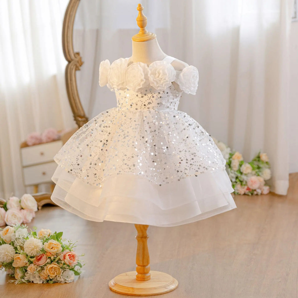 HETISO Flower Girls Sequins Birthday Wedding Party Ball Gowns Kids Child Formal Pageant Holiday Dresses 1-6 Years