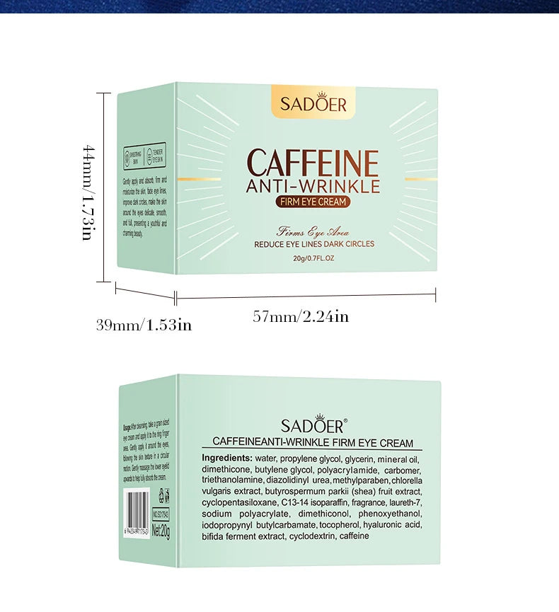 SADOER Caffeine Eye Cream for Dark Circles and Puffiness