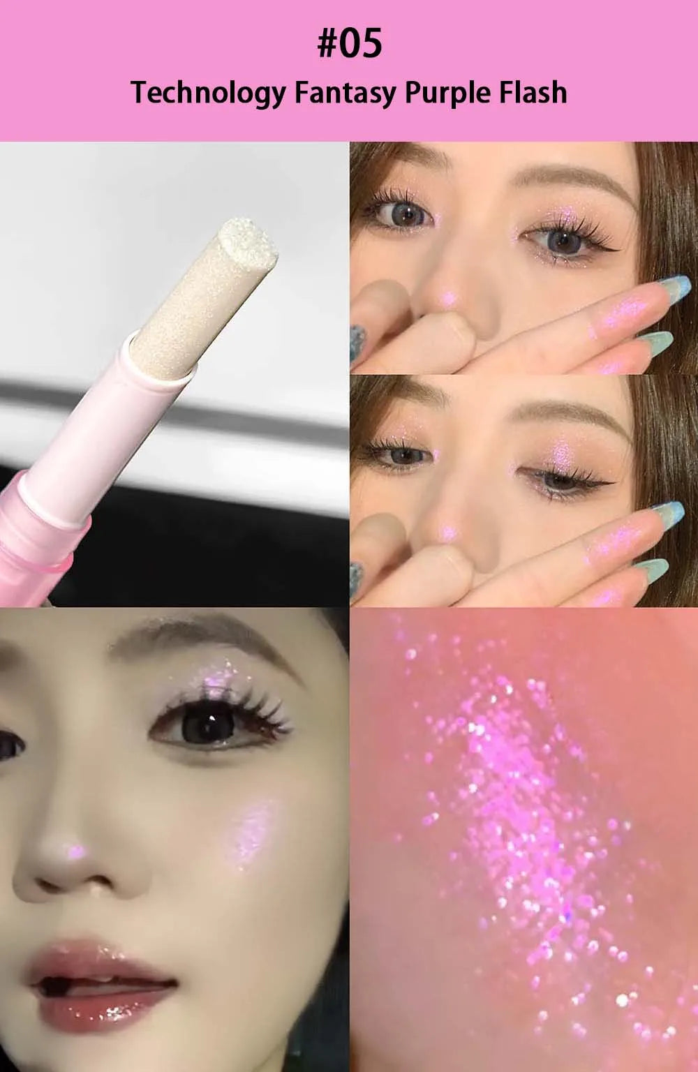 LUCKGO Jelly Eyeshadow Stick Eye Shadow Pen, Waterproof Sweatproof, Not Easy to Break, Pearlescent, Fine Shiny, Lazy Eyeshadow
