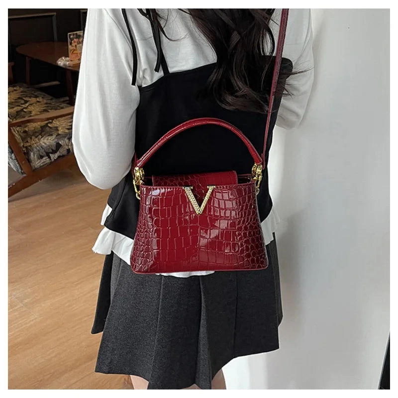 2025 New PU Pattern Leather Women Handbags Luxury Fashion Small Shoulder Messenger Bag Portable Crossbody Shell Bags
