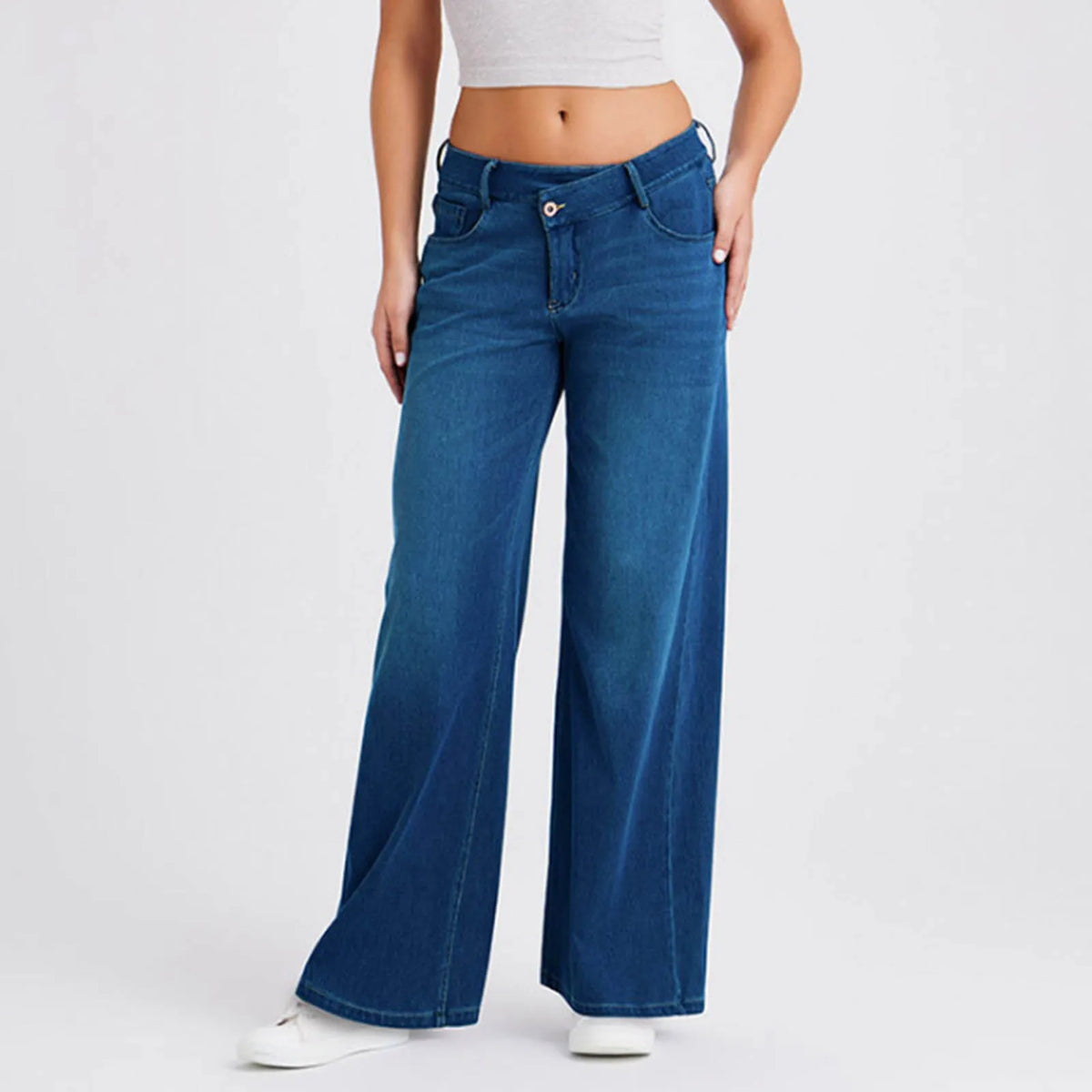 Oversize Baggy Jeans Women High Waist Button Stretch Pockets Loose Straight Blue Black Denim Pants Street Plus Size Casual Pants