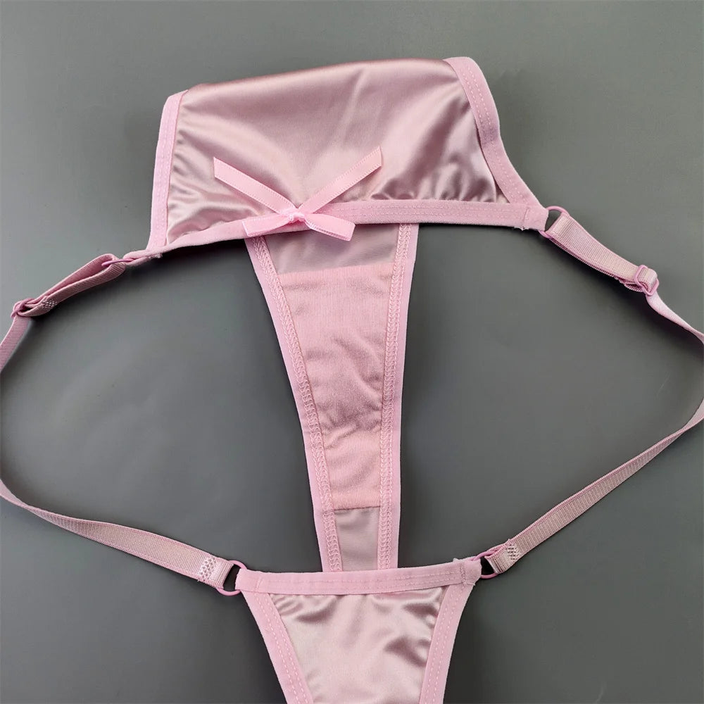 3pcs Sexy Satin Silk Underwear Panties Woman Adjustable Low Waist G Strings Plus Sizes Thong Elastic Waist Culotte Femme