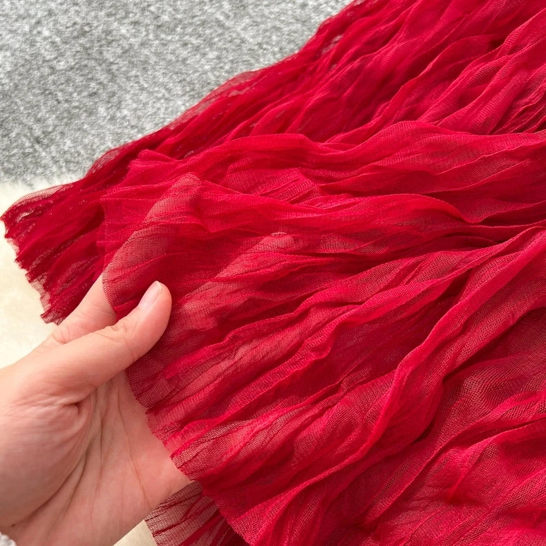 Elegant Pleated Midi Skirt, High Waist A-Line Flowy Maxi Skirts for Women, Soft Draping Skirt, Fairy Skirt for Spring Summer