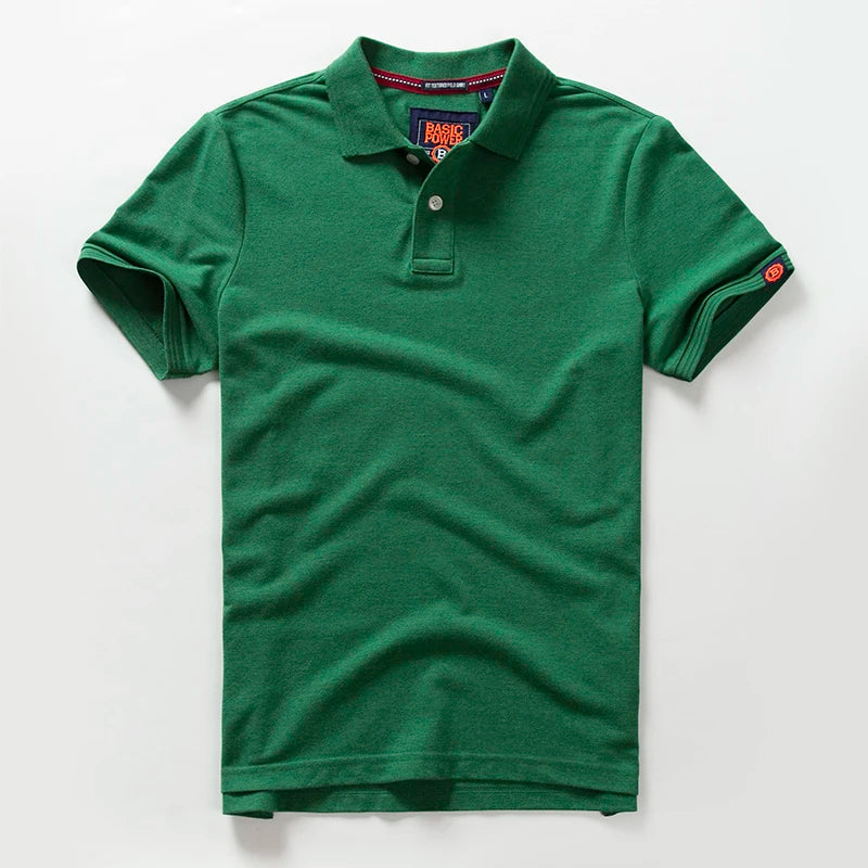Summer New American Retro Knitted Solid Color Pearl Cotton Polo Shirts Men'S Fashion Washed Short Sleeve Lapel Casual T-Shirt